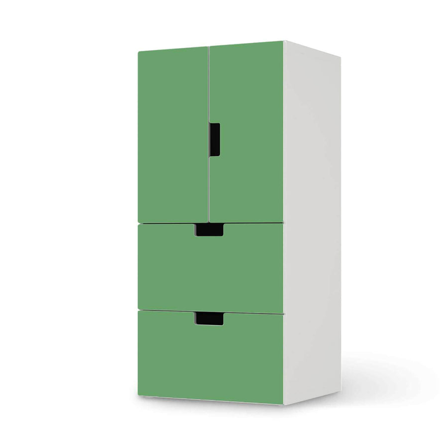 Möbelfolie Grün Light - IKEA Stuva kombiniert - 2 Schubladen und 2 kleine Türen  - weiss
