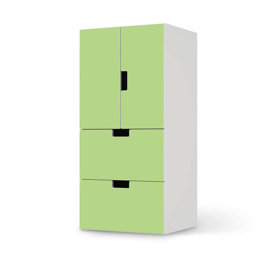 Möbelfolie Hellgrün Light - IKEA Stuva kombiniert - 2 Schubladen und 2 kleine Türen  - weiss