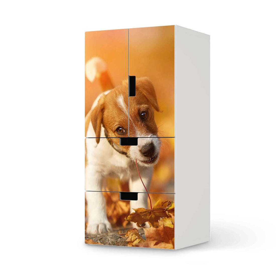 Möbelfolie Jack the Puppy - IKEA Stuva kombiniert - 2 Schubladen und 2 kleine Türen  - weiss