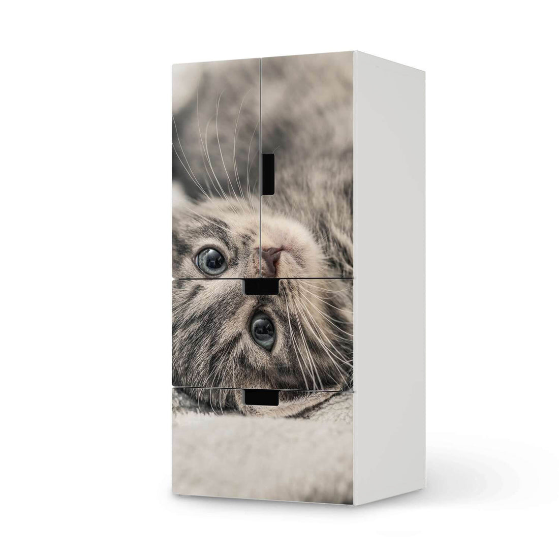 Möbelfolie Kitty the Cat - IKEA Stuva kombiniert - 2 Schubladen und 2 kleine Türen  - weiss