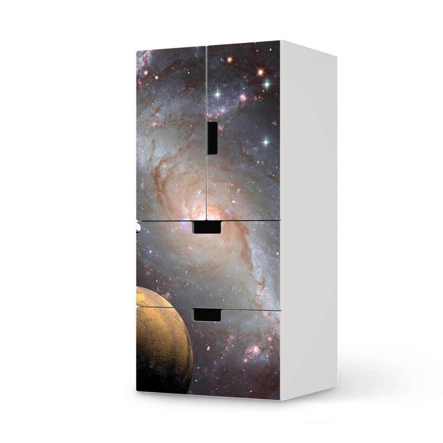 Möbelfolie Milky Way - IKEA Stuva kombiniert - 2 Schubladen und 2 kleine Türen  - weiss