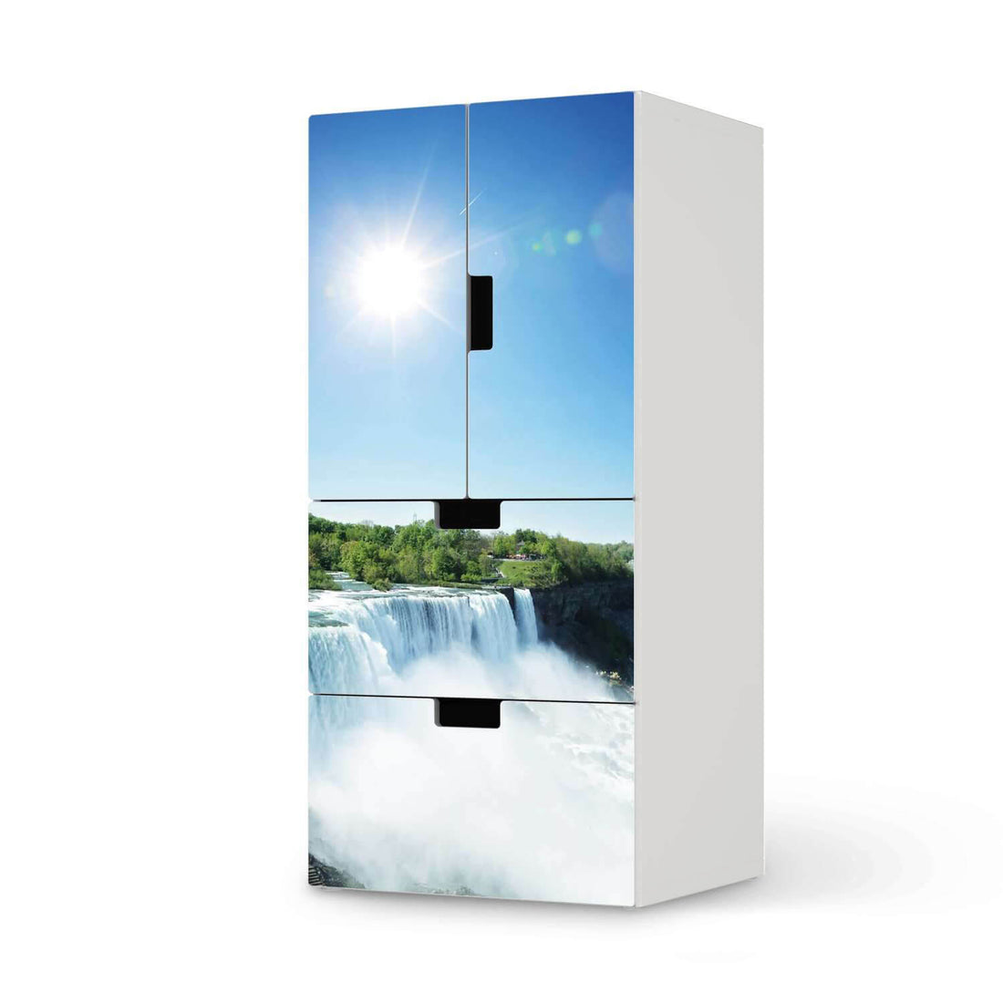 Möbelfolie Niagara Falls - IKEA Stuva kombiniert - 2 Schubladen und 2 kleine Türen  - weiss