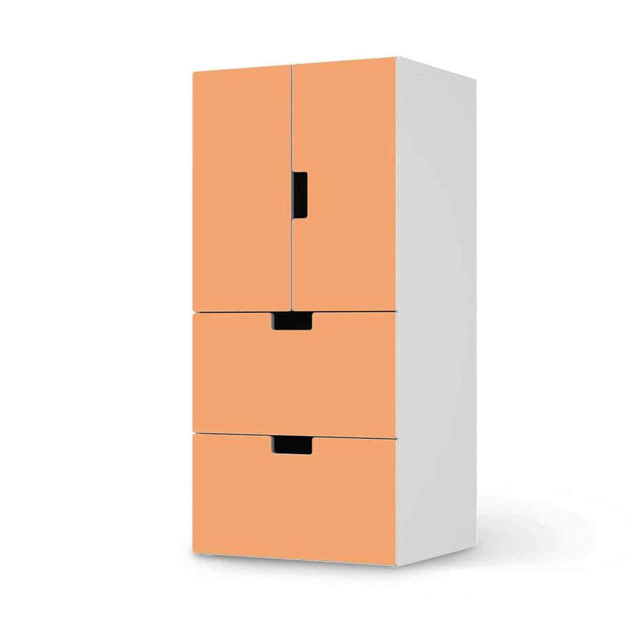Möbelfolie Orange Light - IKEA Stuva kombiniert - 2 Schubladen und 2 kleine Türen  - weiss