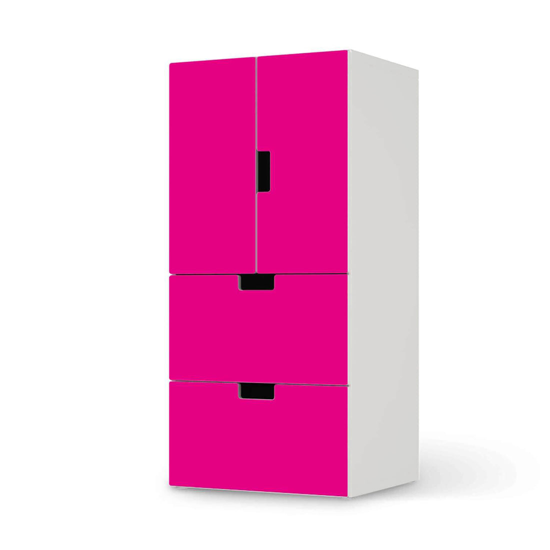 Möbelfolie Pink Dark - IKEA Stuva kombiniert - 2 Schubladen und 2 kleine Türen  - weiss