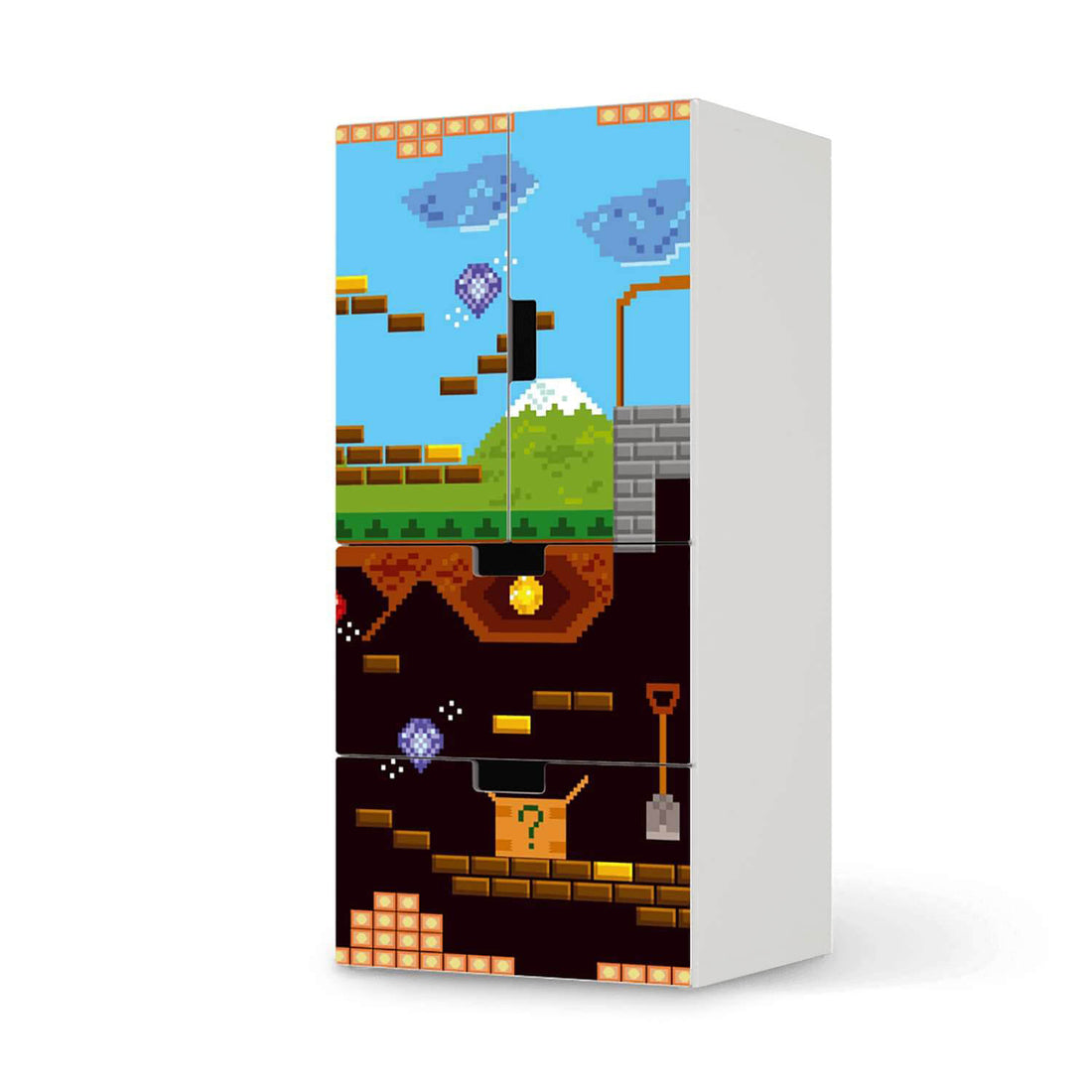 Möbelfolie Pixelmania - IKEA Stuva kombiniert - 2 Schubladen und 2 kleine Türen  - weiss