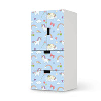 Möbelfolie Rainbow Unicorn - IKEA Stuva kombiniert - 2 Schubladen und 2 kleine Türen  - weiss