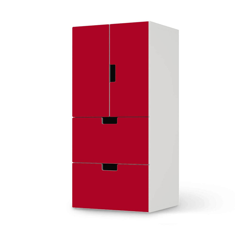 Möbelfolie Rot Dark - IKEA Stuva kombiniert - 2 Schubladen und 2 kleine Türen  - weiss