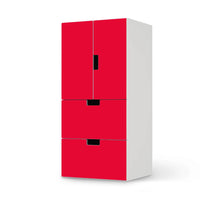 Möbelfolie Rot Light - IKEA Stuva kombiniert - 2 Schubladen und 2 kleine Türen  - weiss
