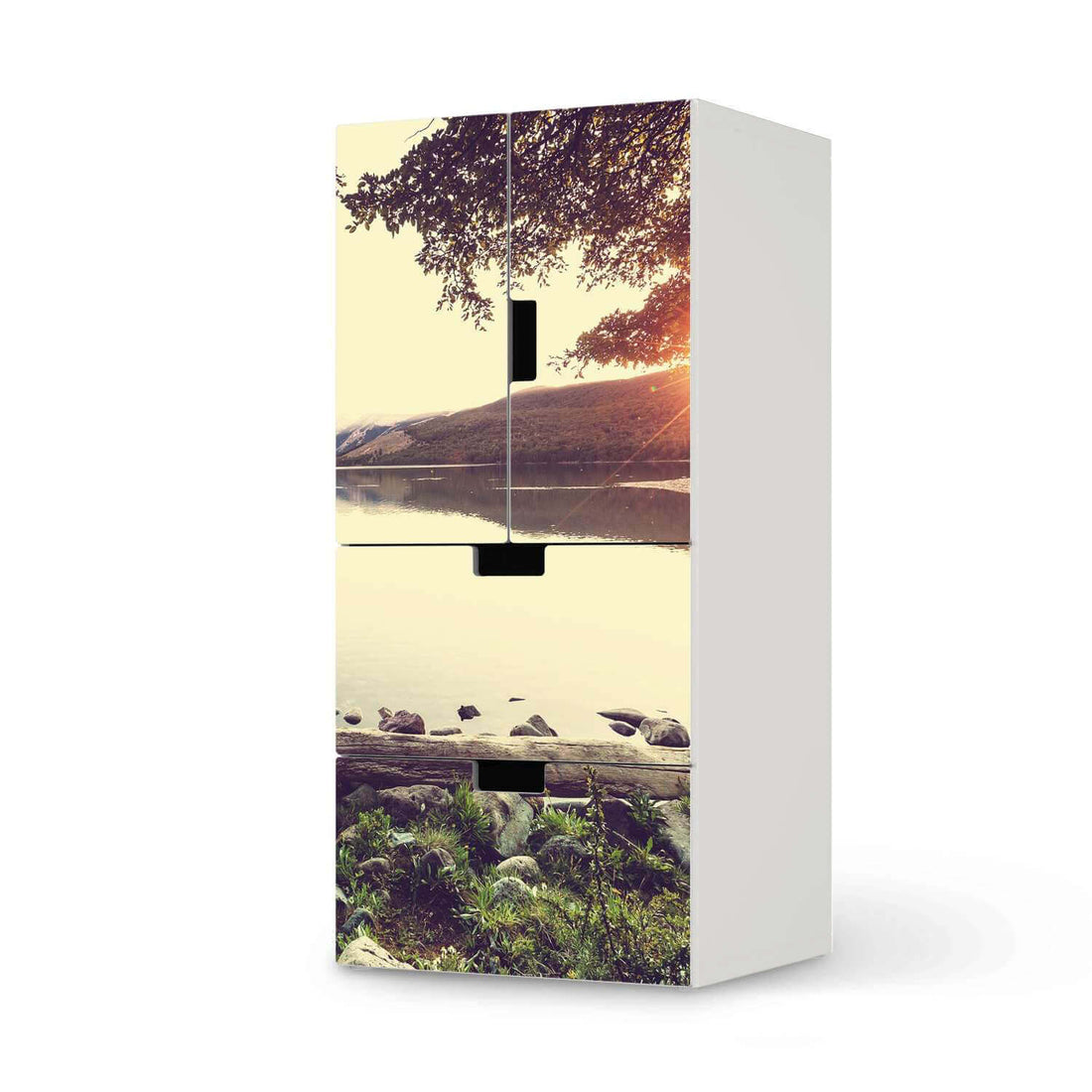 Möbelfolie Seaside Dreams - IKEA Stuva kombiniert - 2 Schubladen und 2 kleine Türen  - weiss