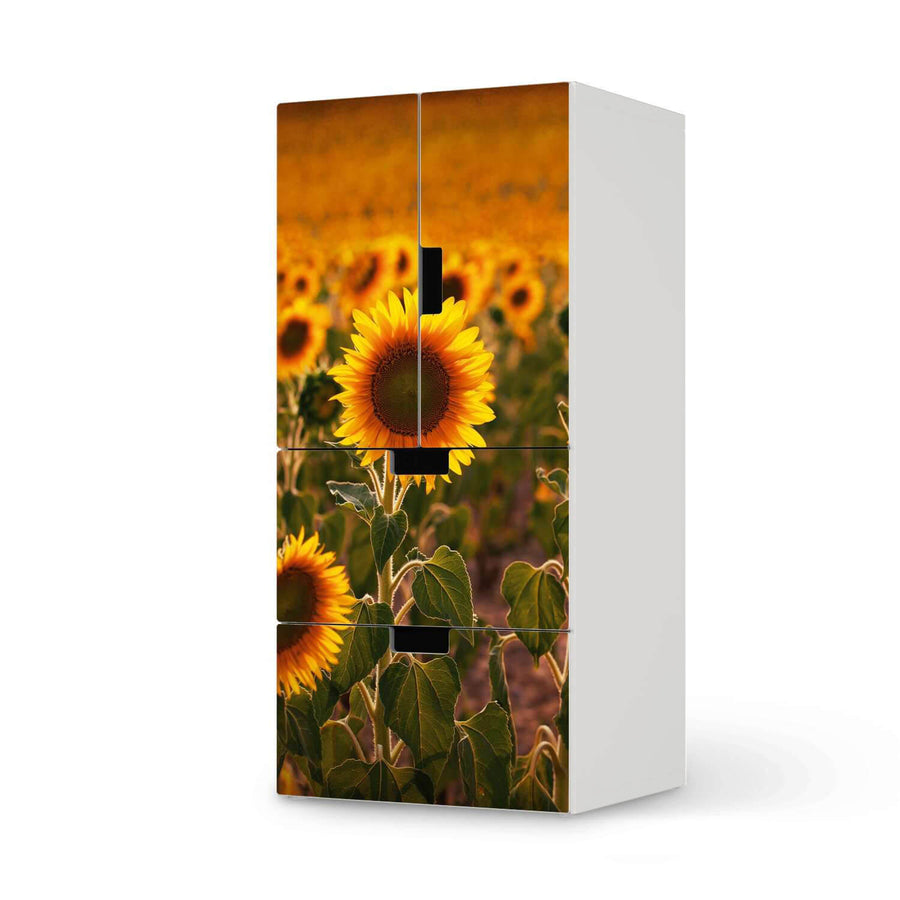 Möbelfolie Sunflowers - IKEA Stuva kombiniert - 2 Schubladen und 2 kleine Türen  - weiss