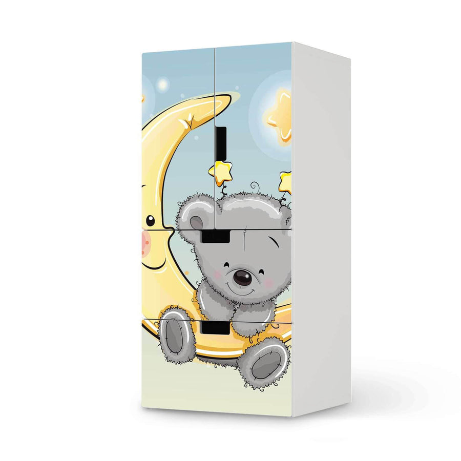 Möbelfolie Teddy und Mond - IKEA Stuva kombiniert - 2 Schubladen und 2 kleine Türen  - weiss