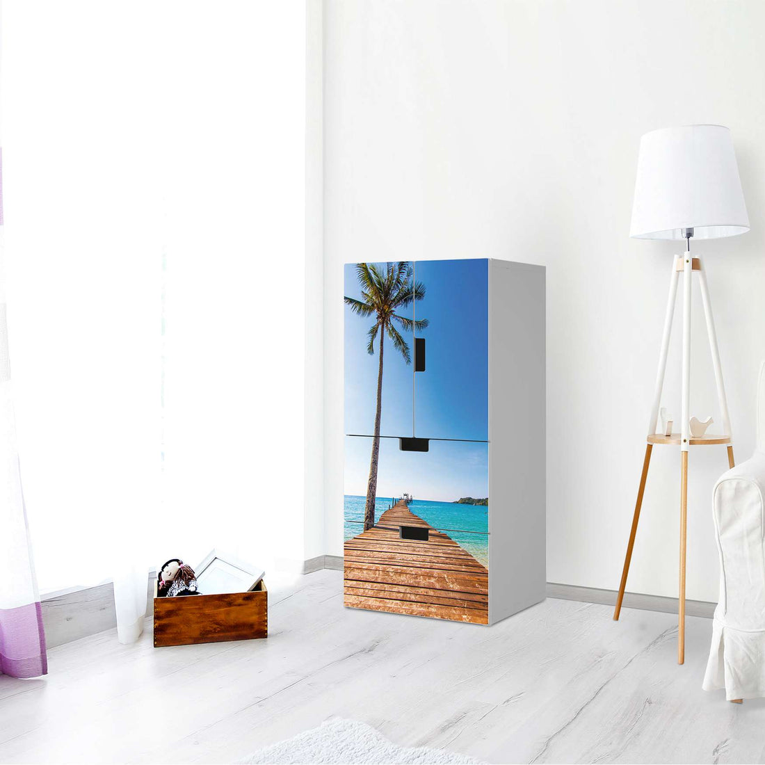 Möbelfolie Caribbean - IKEA Stuva kombiniert - 2 Schubladen und 2 kleine Türen - Wohnzimmer