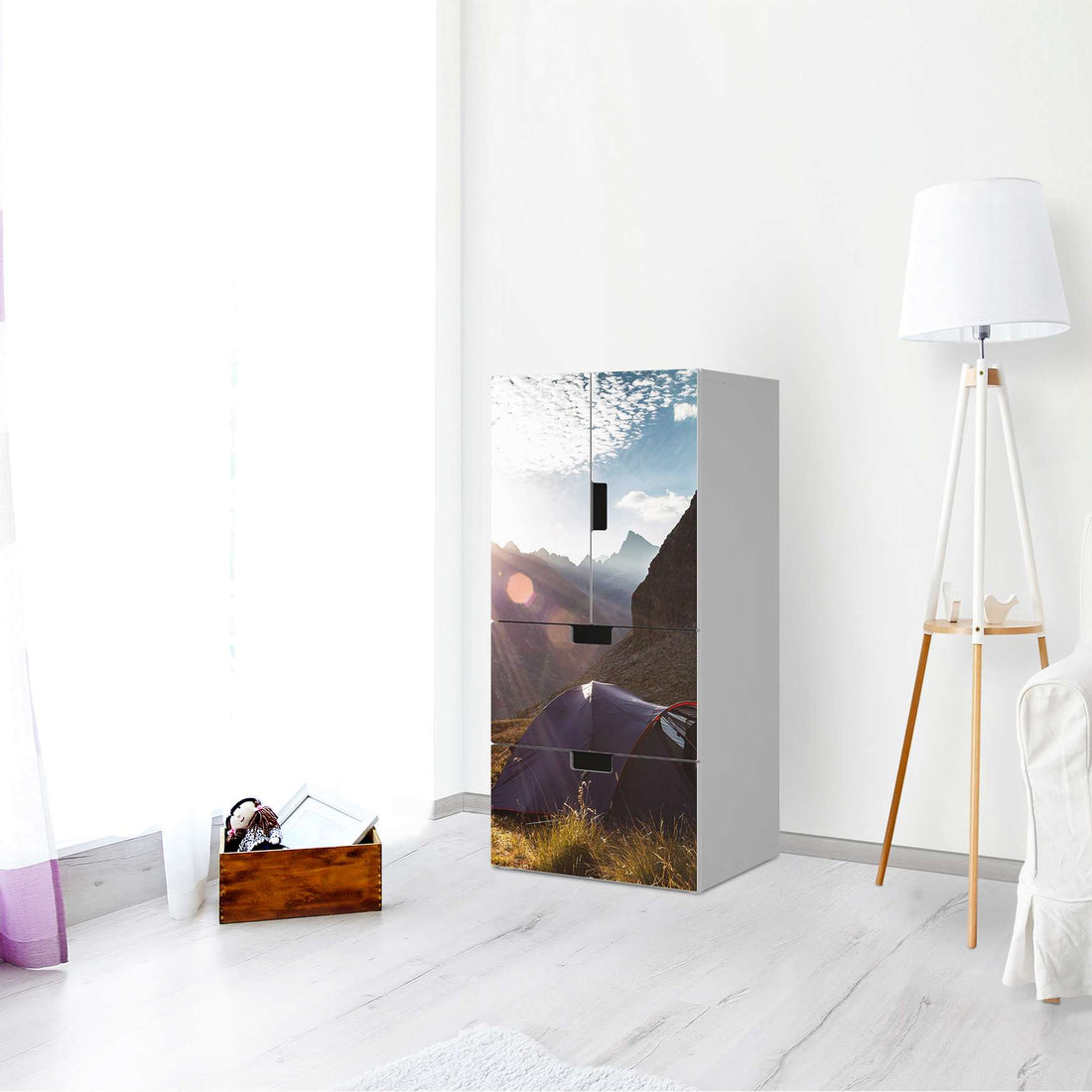 Möbelfolie Into the Wild - IKEA Stuva kombiniert - 2 Schubladen und 2 kleine Türen - Wohnzimmer