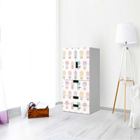 Möbelfolie Flying Animals - IKEA Stuva kombiniert - 3 Schubladen und 2 kleine Türen - Kinderzimmer