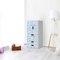 Möbelfolie Rainbow Unicorn - IKEA Stuva kombiniert - 3 Schubladen und 2 kleine Türen - Kinderzimmer