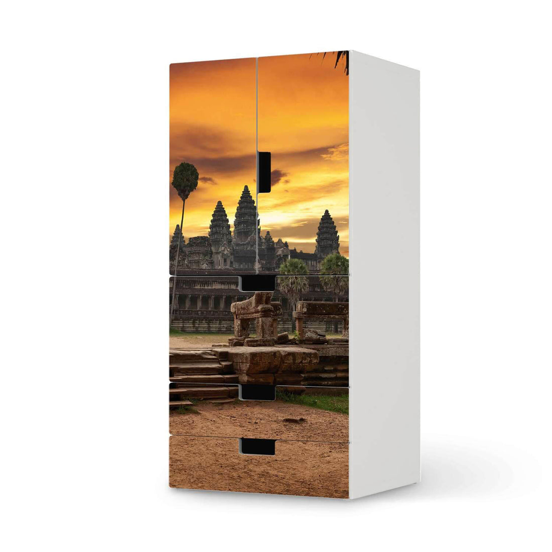 Möbelfolie Angkor Wat - IKEA Stuva kombiniert - 3 Schubladen und 2 kleine Türen  - weiss