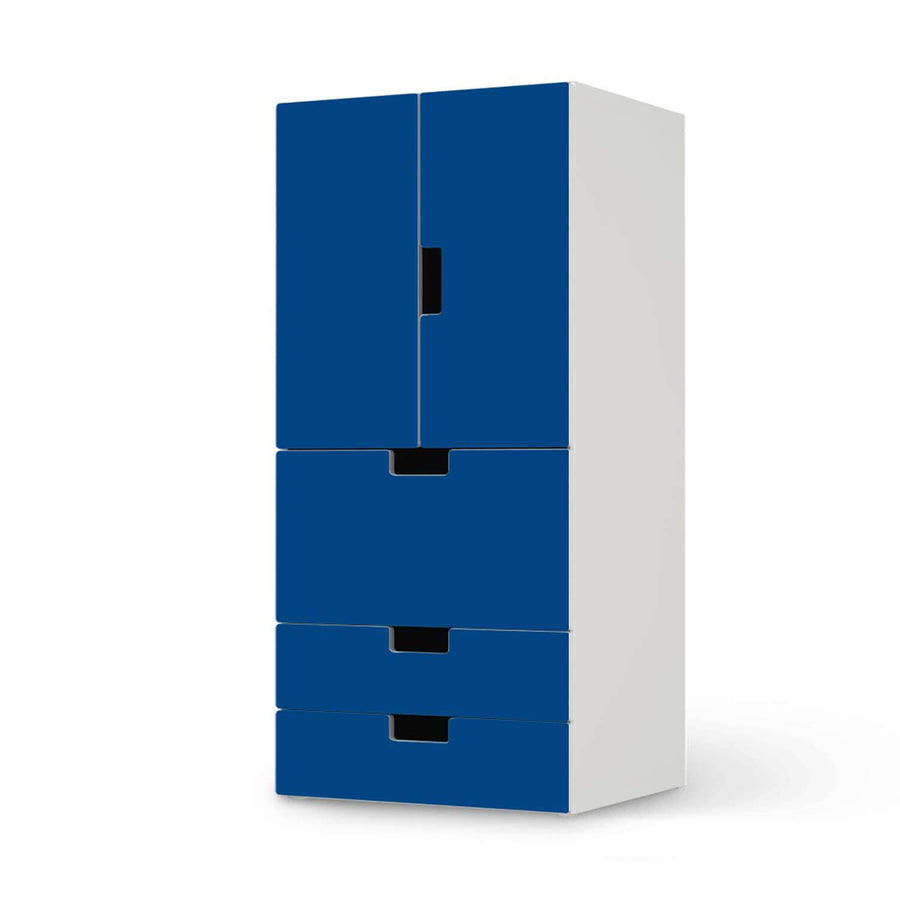 Möbelfolie Blau Dark - IKEA Stuva kombiniert - 3 Schubladen und 2 kleine Türen  - weiss