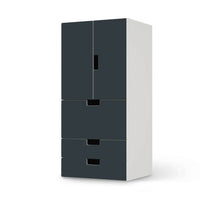 Möbelfolie Blaugrau Dark - IKEA Stuva kombiniert - 3 Schubladen und 2 kleine Türen  - weiss