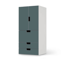 Möbelfolie Blaugrau Light - IKEA Stuva kombiniert - 3 Schubladen und 2 kleine Türen  - weiss