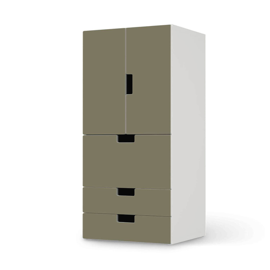 Möbelfolie Braungrau Light - IKEA Stuva kombiniert - 3 Schubladen und 2 kleine Türen  - weiss