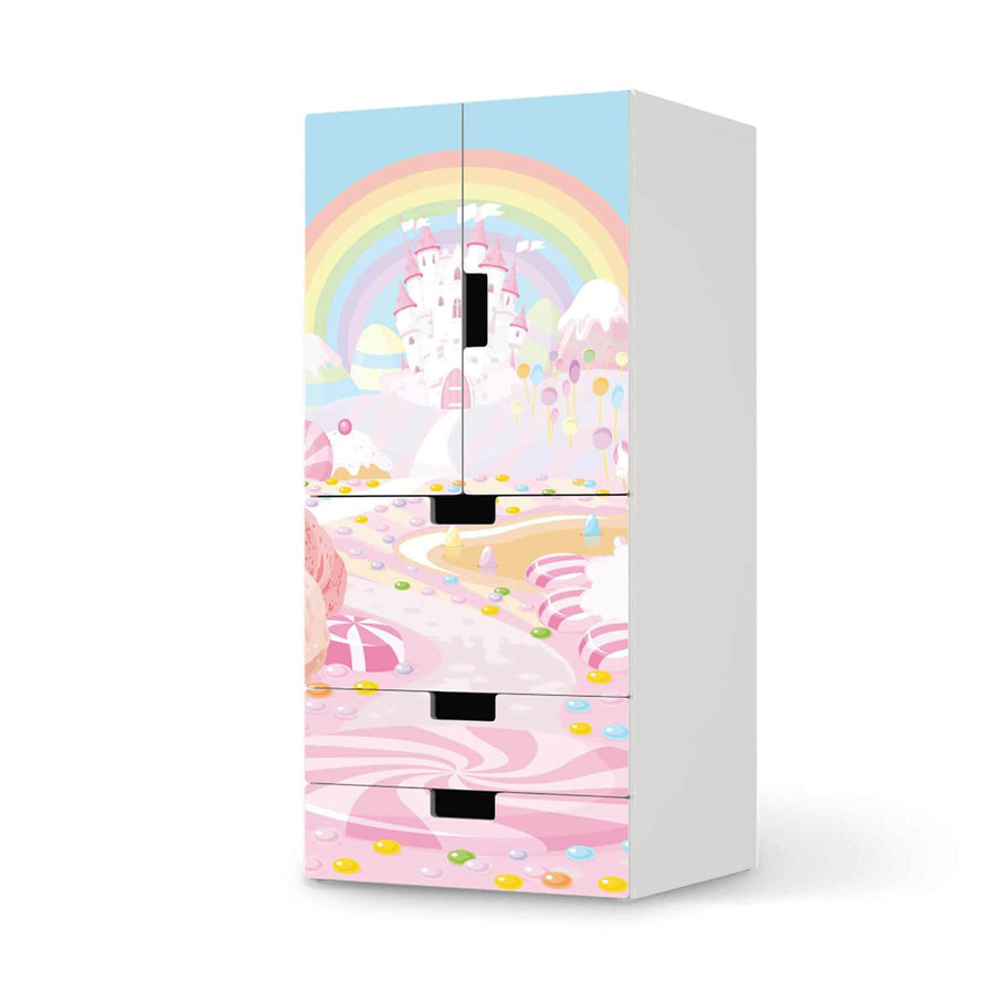Möbelfolie Candyland - IKEA Stuva kombiniert - 3 Schubladen und 2 kleine Türen  - weiss