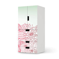 Möbelfolie Floral Doodle - IKEA Stuva kombiniert - 3 Schubladen und 2 kleine Türen  - weiss