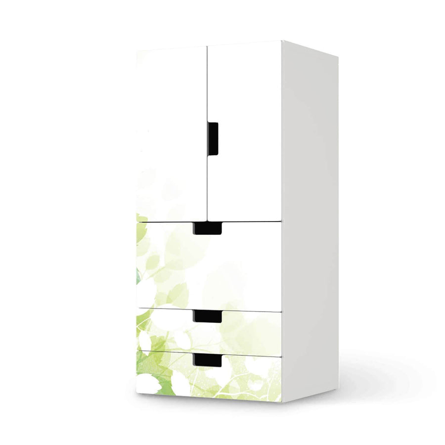 Möbelfolie Flower Light - IKEA Stuva kombiniert - 3 Schubladen und 2 kleine Türen  - weiss