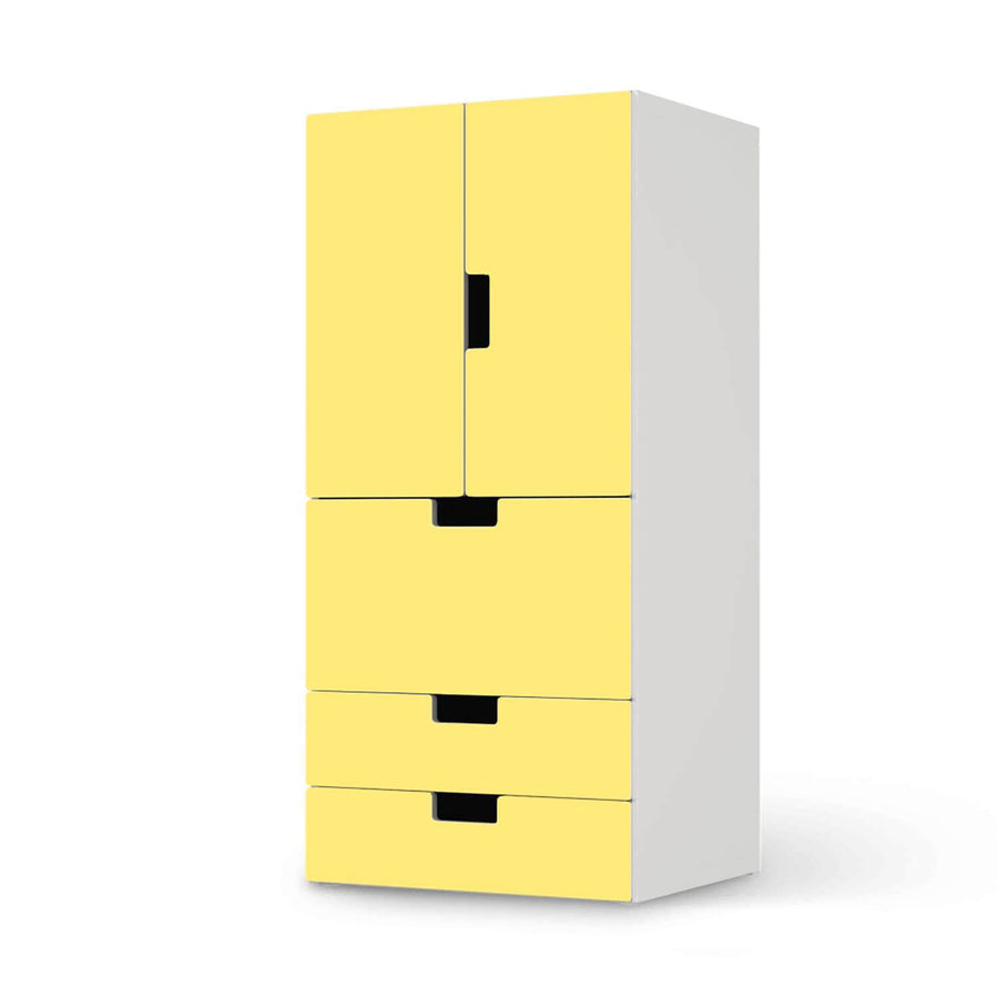 Möbelfolie Gelb Light - IKEA Stuva kombiniert - 3 Schubladen und 2 kleine Türen  - weiss
