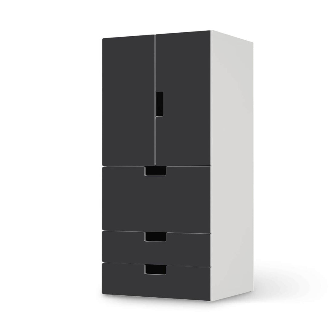 Möbelfolie Grau Dark - IKEA Stuva kombiniert - 3 Schubladen und 2 kleine Türen  - weiss