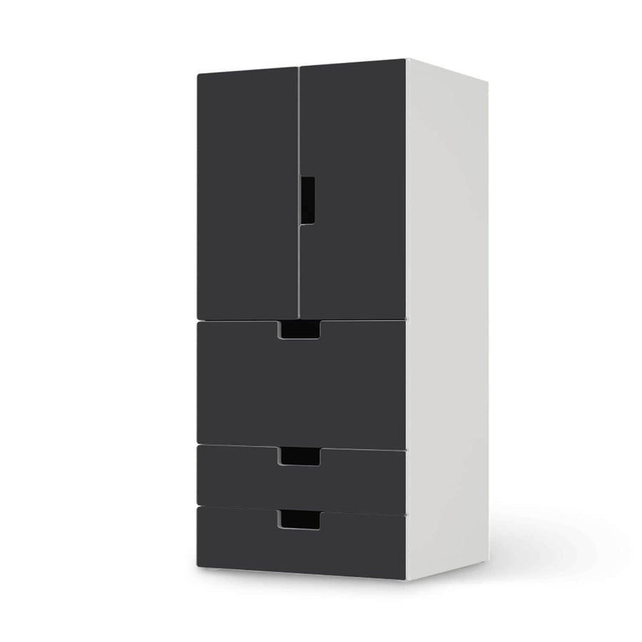 Möbelfolie Grau Dark - IKEA Stuva kombiniert - 3 Schubladen und 2 kleine Türen  - weiss