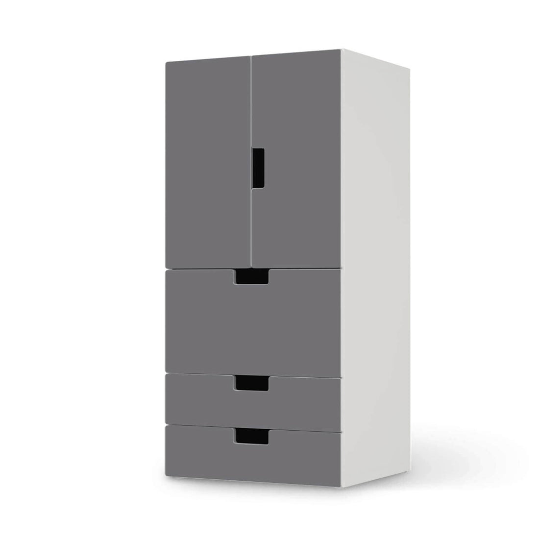 Möbelfolie Grau Light - IKEA Stuva kombiniert - 3 Schubladen und 2 kleine Türen  - weiss