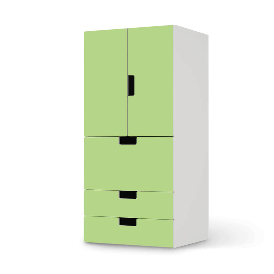 Möbelfolie Hellgrün Light - IKEA Stuva kombiniert - 3 Schubladen und 2 kleine Türen  - weiss