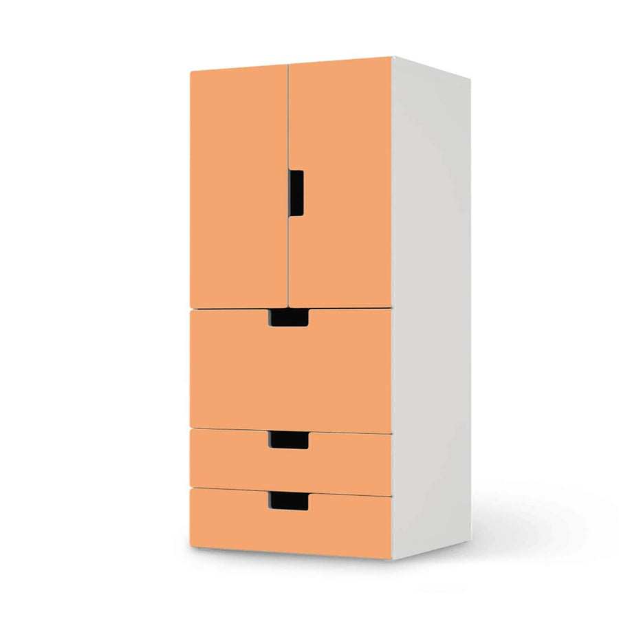 Möbelfolie Orange Light - IKEA Stuva kombiniert - 3 Schubladen und 2 kleine Türen  - weiss