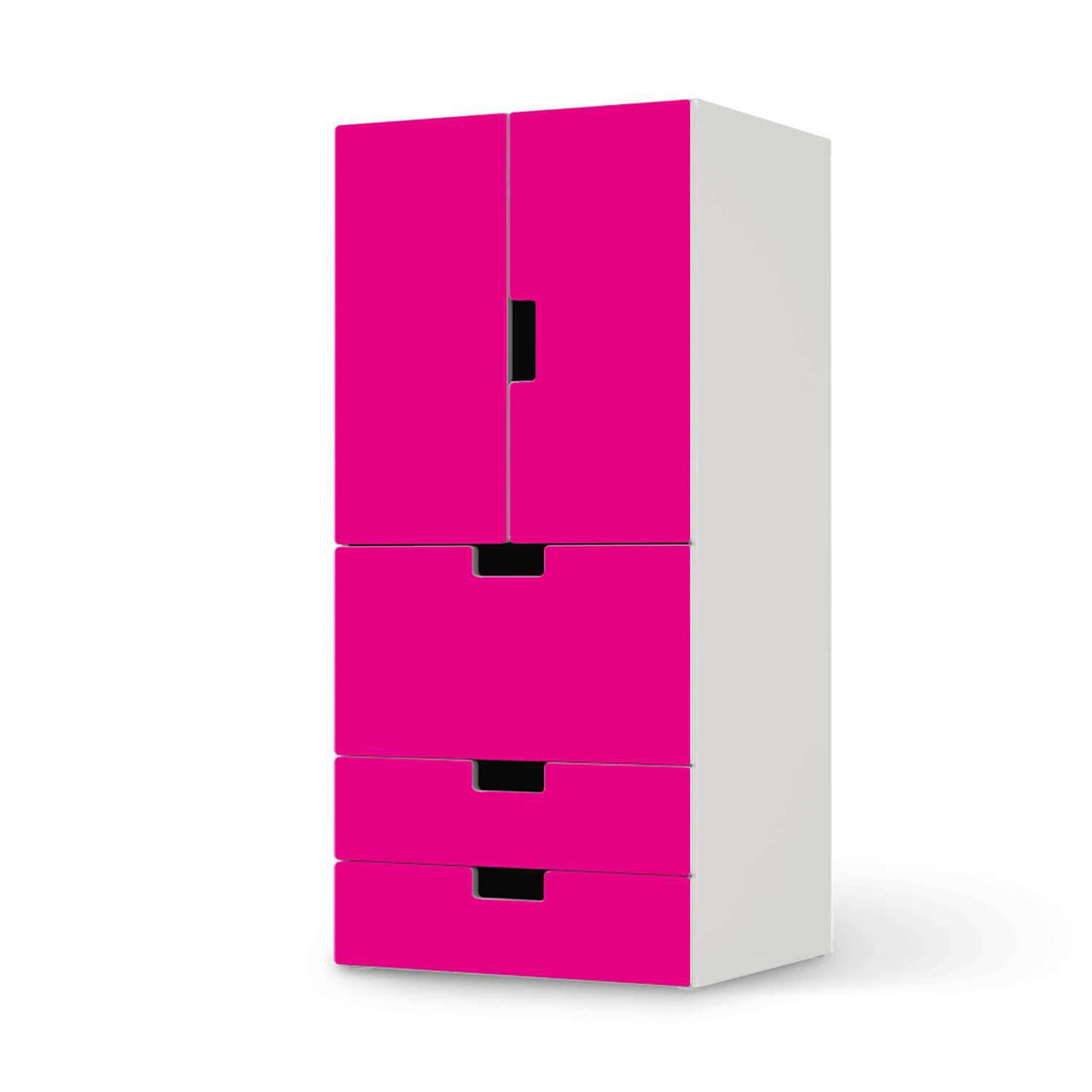 Möbelfolie Pink Dark - IKEA Stuva kombiniert - 3 Schubladen und 2 kleine Türen  - weiss