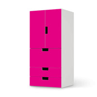 Möbelfolie Pink Dark - IKEA Stuva kombiniert - 3 Schubladen und 2 kleine Türen  - weiss