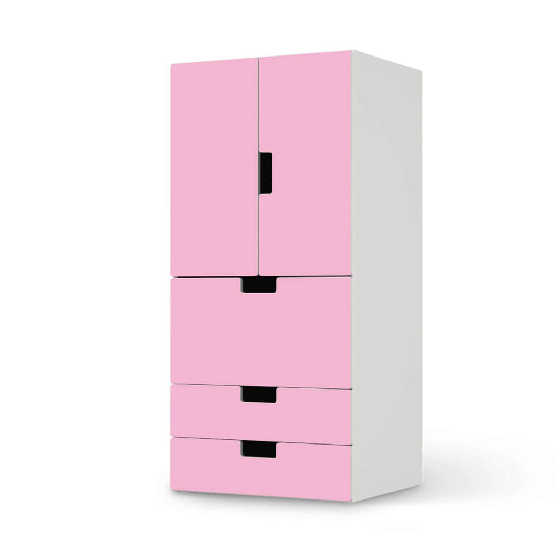 Möbelfolie Pink Light - IKEA Stuva kombiniert - 3 Schubladen und 2 kleine Türen  - weiss
