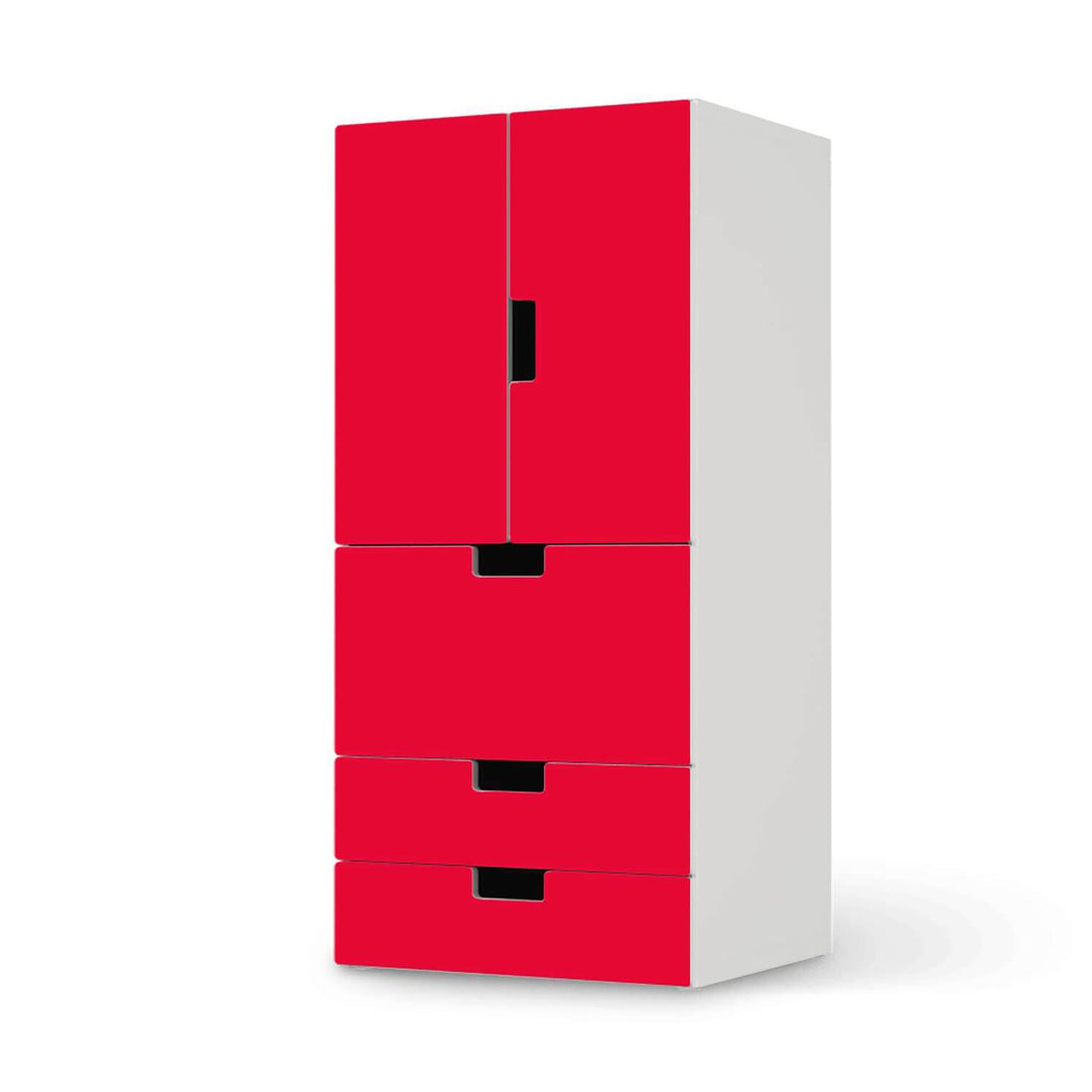 Möbelfolie Rot Light - IKEA Stuva kombiniert - 3 Schubladen und 2 kleine Türen  - weiss