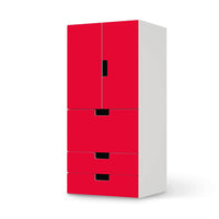 Möbelfolie Rot Light - IKEA Stuva kombiniert - 3 Schubladen und 2 kleine Türen  - weiss