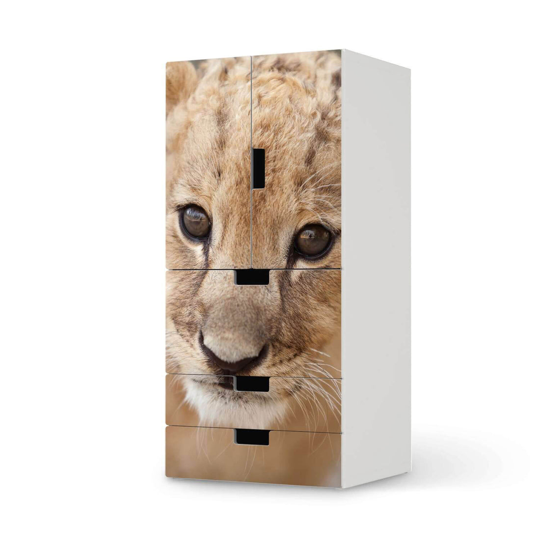 Möbelfolie Simba - IKEA Stuva kombiniert - 3 Schubladen und 2 kleine Türen  - weiss