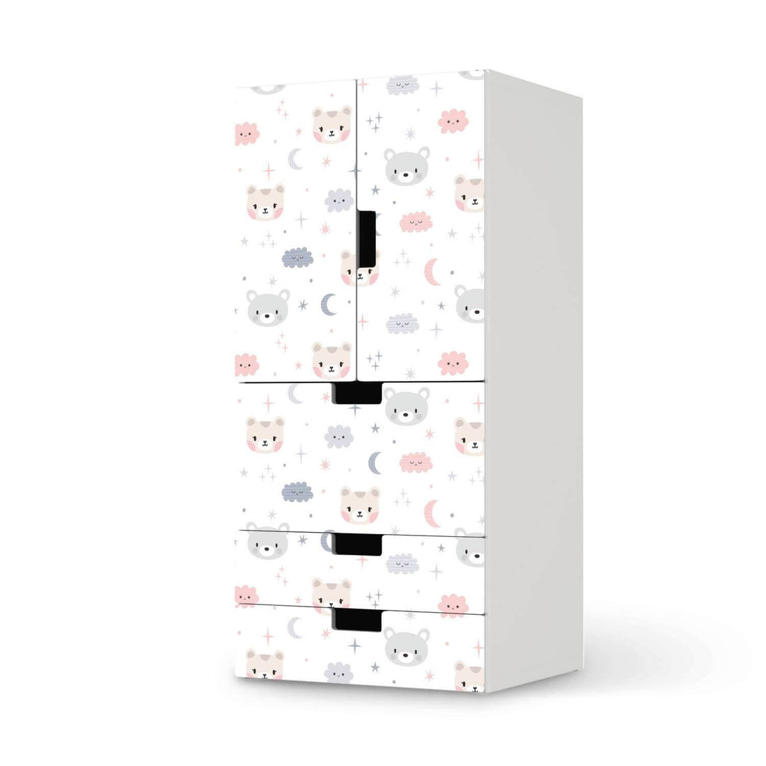 Möbelfolie Sweet Dreams - IKEA Stuva kombiniert - 3 Schubladen und 2 kleine Türen  - weiss