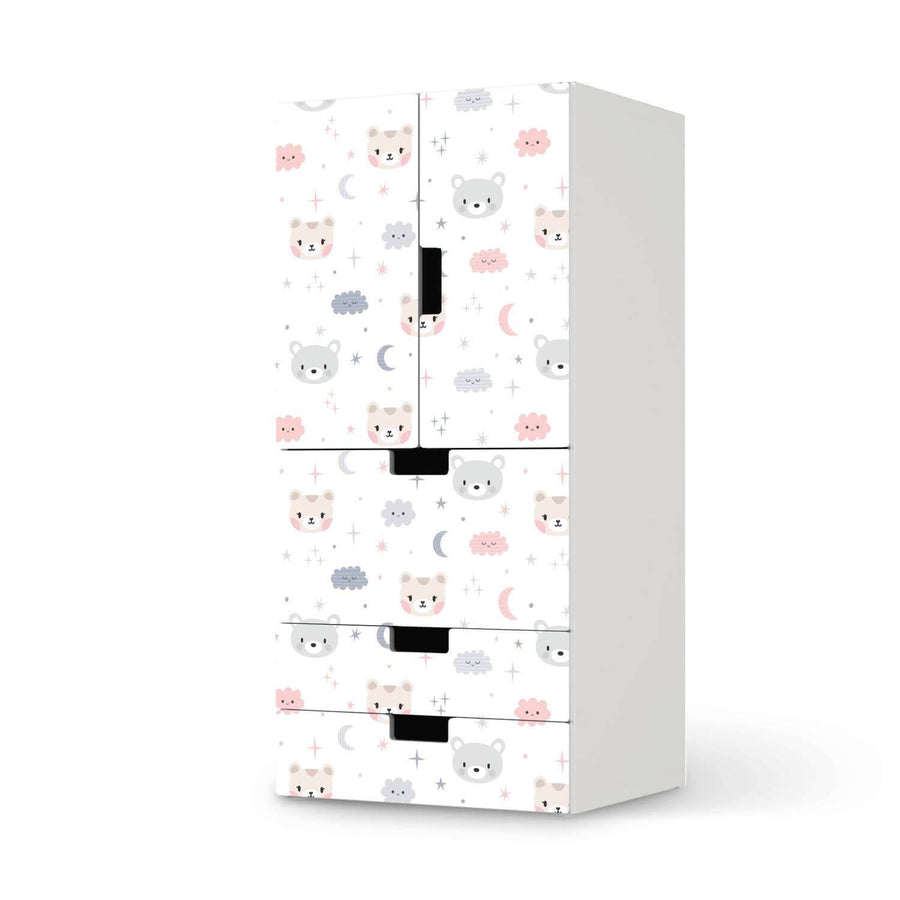 Möbelfolie Sweet Dreams - IKEA Stuva kombiniert - 3 Schubladen und 2 kleine Türen  - weiss