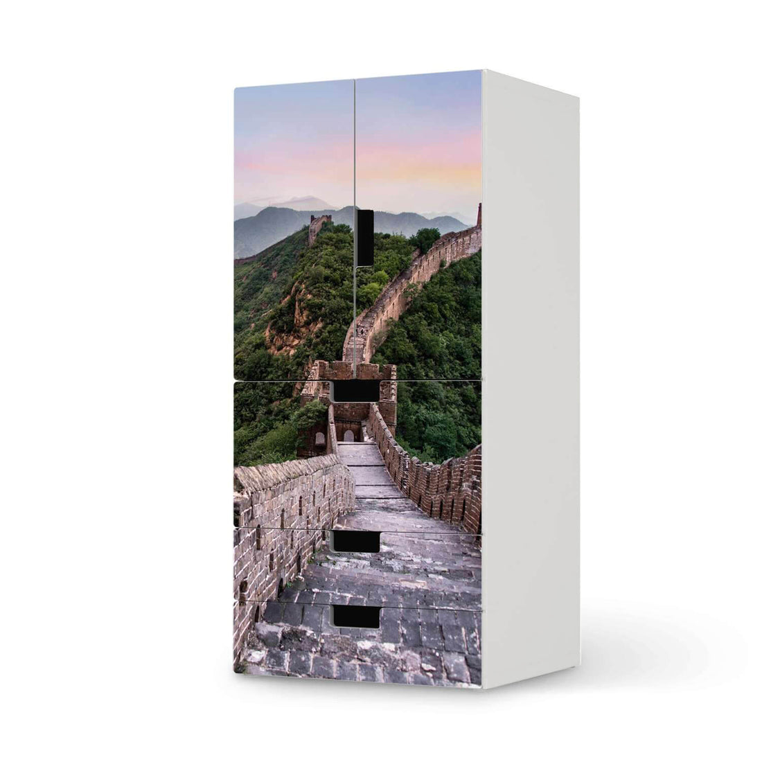 Möbelfolie The Great Wall - IKEA Stuva kombiniert - 3 Schubladen und 2 kleine Türen  - weiss