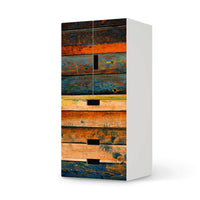 Möbelfolie Wooden - IKEA Stuva kombiniert - 3 Schubladen und 2 kleine Türen  - weiss
