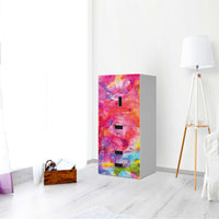 Möbelfolie Abstract Watercolor - IKEA Stuva kombiniert - 3 Schubladen und 2 kleine Türen - Wohnzimmer