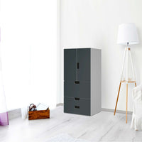 Möbelfolie Blaugrau Dark - IKEA Stuva kombiniert - 3 Schubladen und 2 kleine Türen - Wohnzimmer