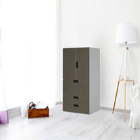 Möbelfolie Braungrau Dark - IKEA Stuva kombiniert - 3 Schubladen und 2 kleine Türen - Wohnzimmer
