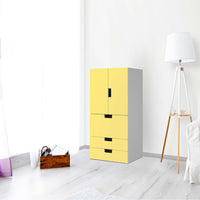 Möbelfolie Gelb Light - IKEA Stuva kombiniert - 3 Schubladen und 2 kleine Türen - Wohnzimmer