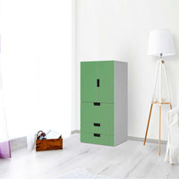 Möbelfolie Grün Light - IKEA Stuva kombiniert - 3 Schubladen und 2 kleine Türen - Wohnzimmer