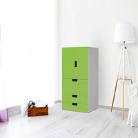 Möbelfolie Hellgrün Dark - IKEA Stuva kombiniert - 3 Schubladen und 2 kleine Türen - Wohnzimmer