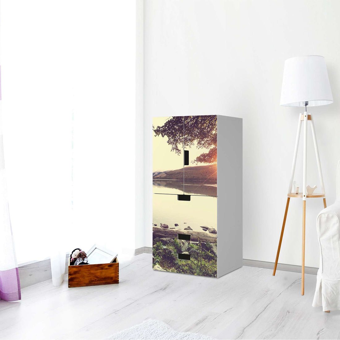 Möbelfolie Seaside Dreams - IKEA Stuva kombiniert - 3 Schubladen und 2 kleine Türen - Wohnzimmer